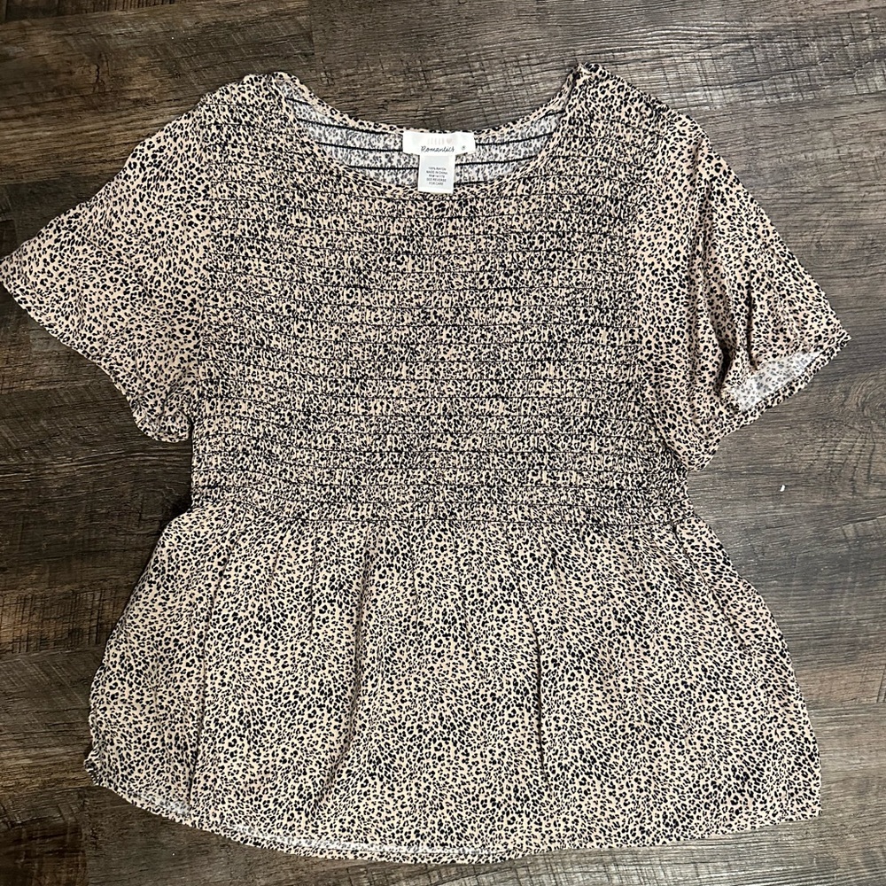 Leopard Print Smocked Blouse